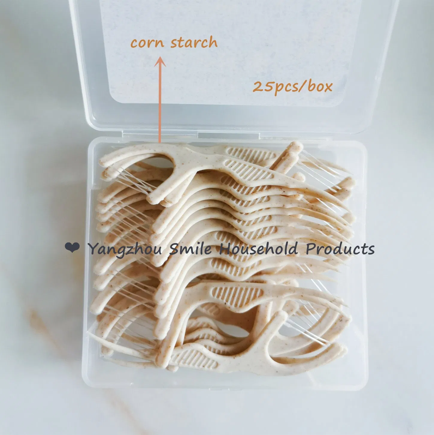 FDA Eco Corn Starch Dental Floss Pick with Double Floss