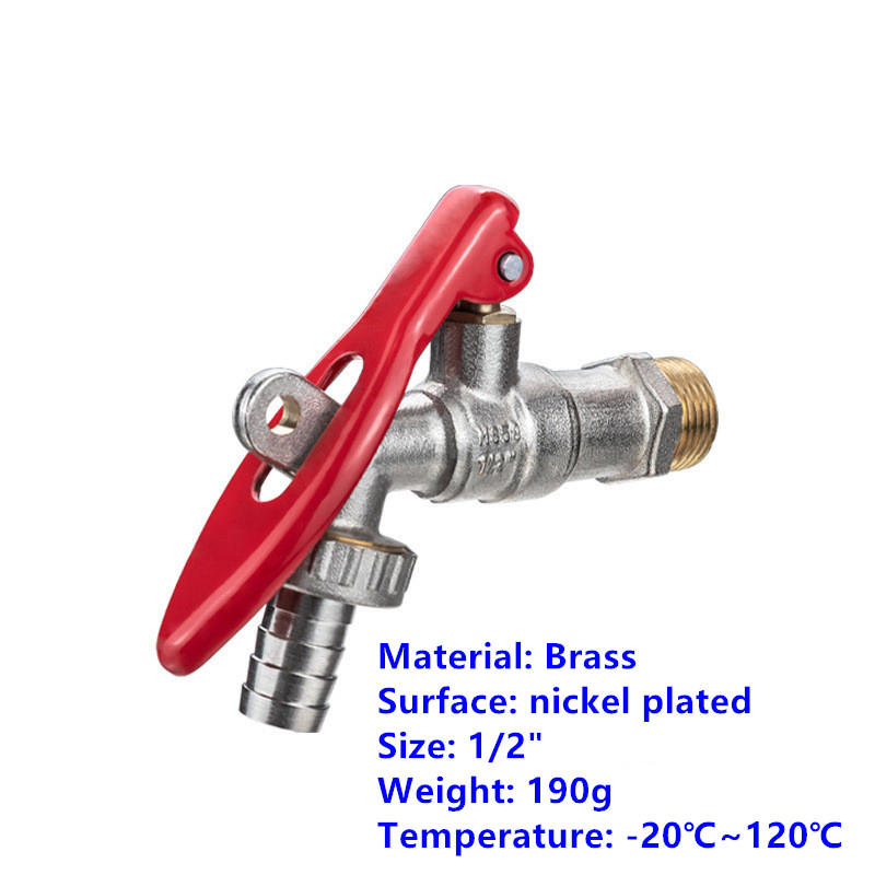 Brass Lockable Ball Valve Large Flow Faucet Used for Garden Hoses/Outdoor/Washing Machines/Sinks