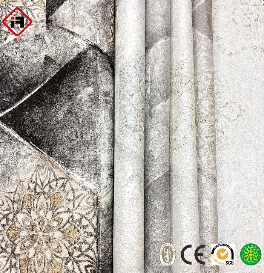 Wallpaper 3D Stone Black Textured Damask Wallpaper 106cm Width Gilding Waterproof Wall Paper for Home Deco