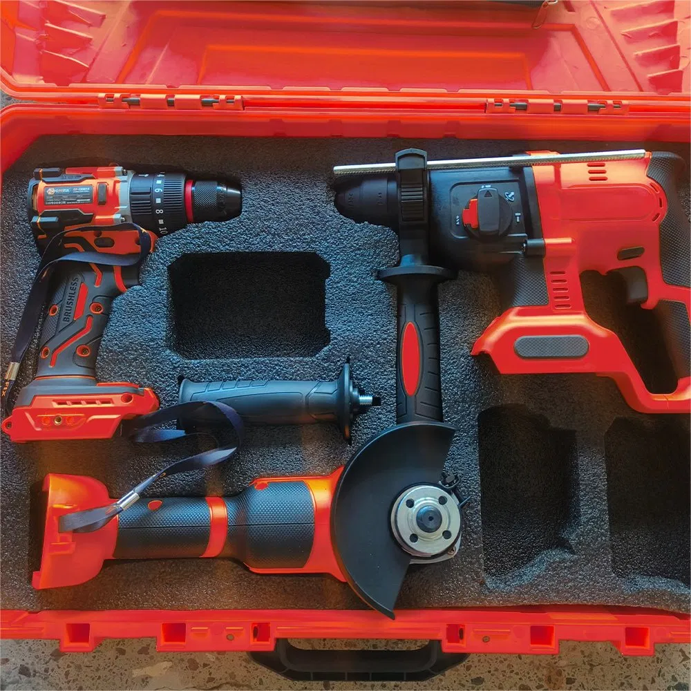 Glgw 20V Power Combination Kit Battery Powered Impact Drill Wrench Angle Grinder Hammer Drill Tool Set