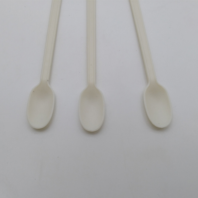130mm Compostable White Mini Disposable Corn Starch Coffee Stirring Spoon