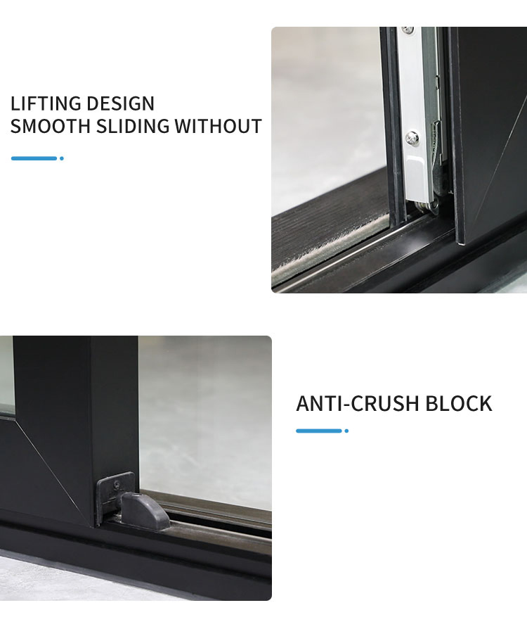 Nfrc CE Certified Multi Tracks Aluminum Double Triple Glazed Tempered Glass Lift Sliding Folding Patio Balcony Door for Residential and Commercial Building
