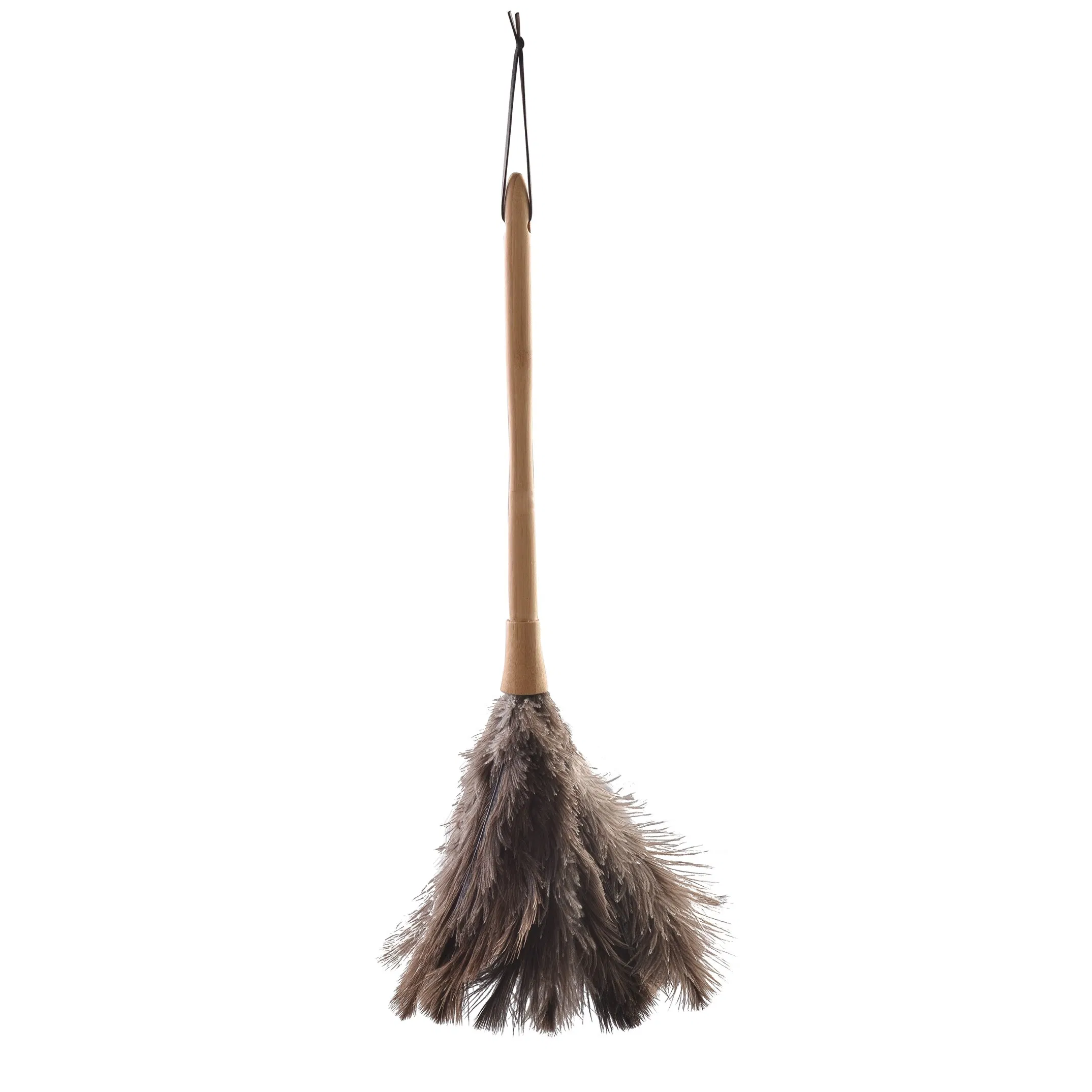 Duster with Super Soft Real Ostrich Feather and Natural Finish Brown Bamboo Handle for Home Furniture Cleaning