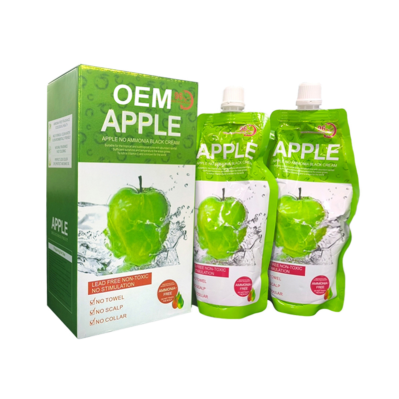 OEM High Quality Hair Dye Colour Apple Hair Cream Color Low Price with No Ammonia Natural Ingredients No Stain on Skin
