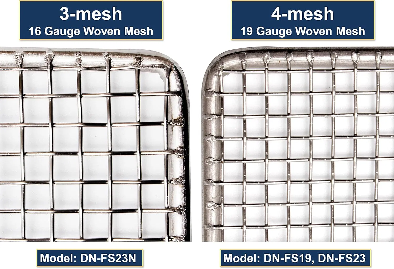 19" X 19" Heavy Duty 19 Gauge 4-Mesh Stainless Steel Woven Mesh Donut Frying Screen, 1/4"D Outer Frame and Support Rods