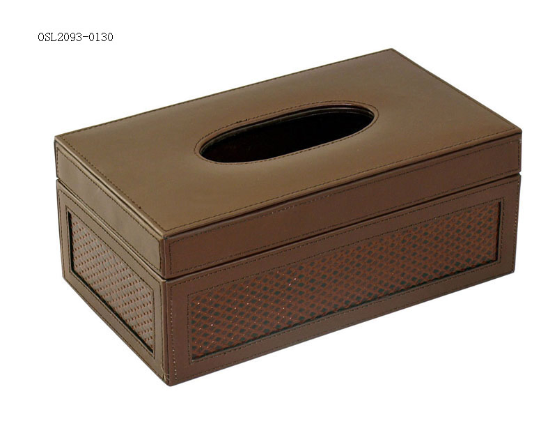 China Factory Custom PU Leather Hotel Office Supplies Tissue Box