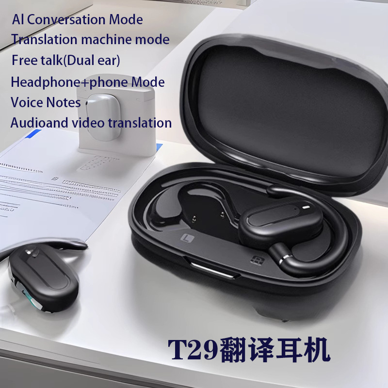 New T29 Ear-Hook Dual-Axis Rotating Ows Smart Ai Bluetooth Translation Headset Ear-Hook Wireless Headset