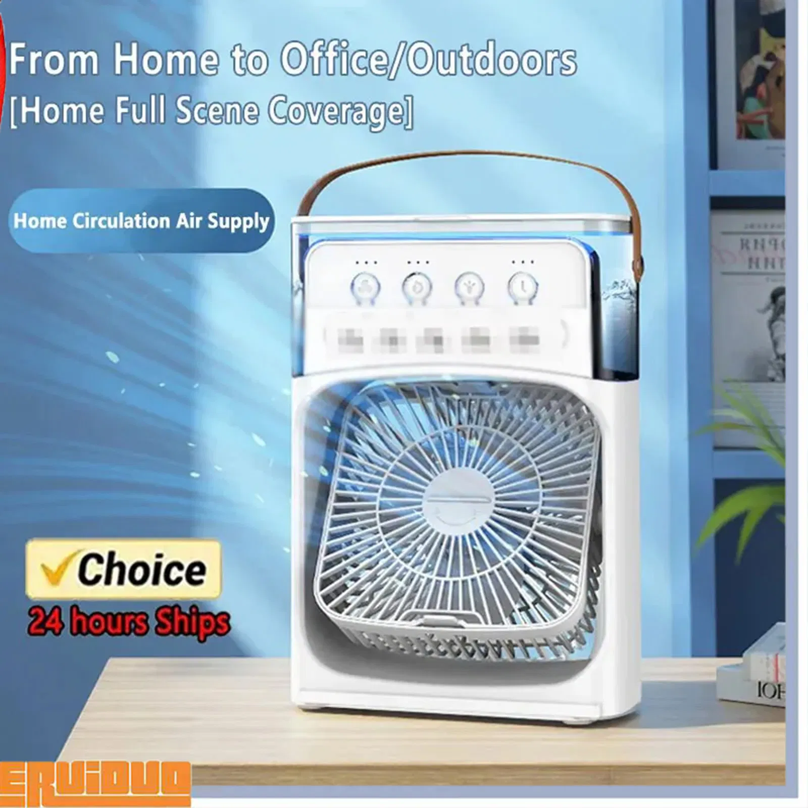 Factory Wholesale Personal Mini Air Cooler Evaporative Cooling Fan with 7 Color LED Lights 3 Wind Speeds Timer 1/2/3h Nightstand Desktop Use