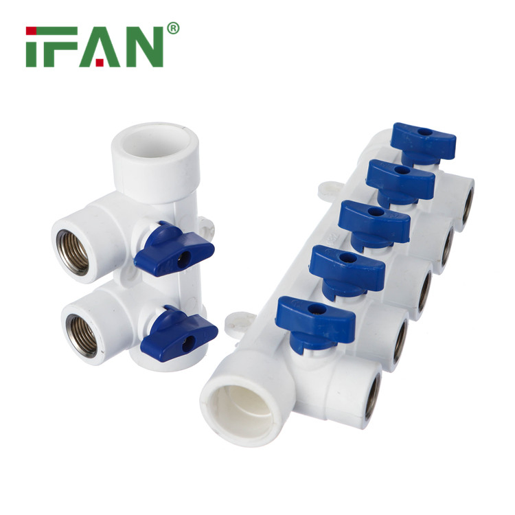 Ifan PPR Plastic Manifolds White Female Thread PPR Manifold with Copper Core