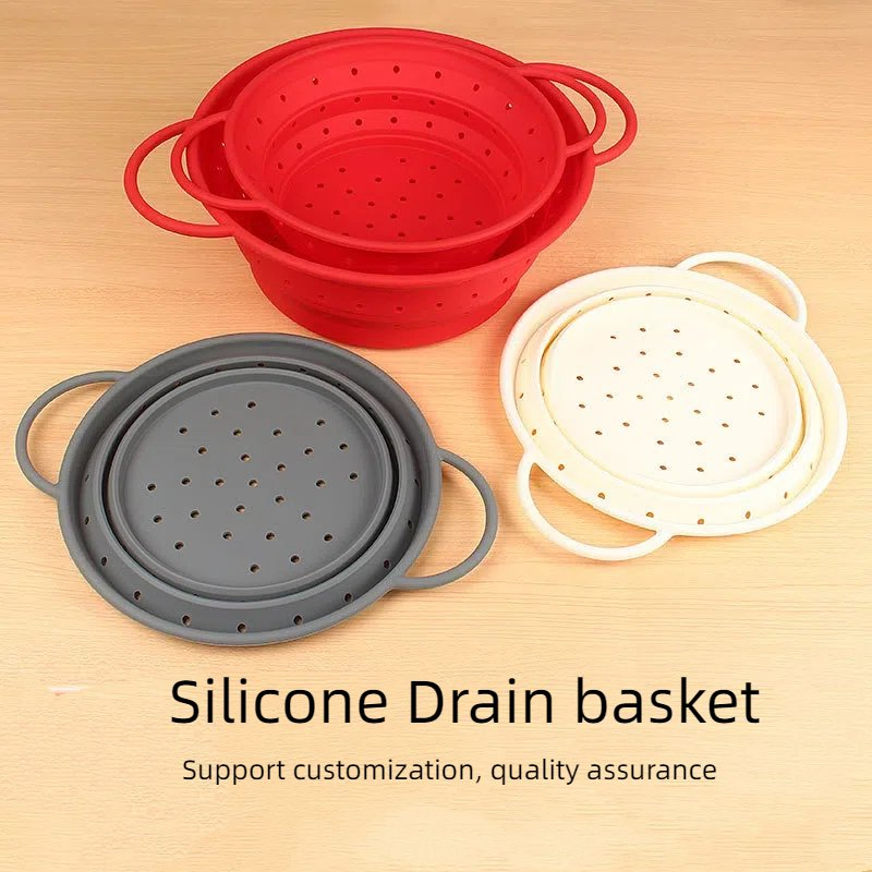 Wholesale Kitchen Utensils Collapsible Silicone Colander with Handle