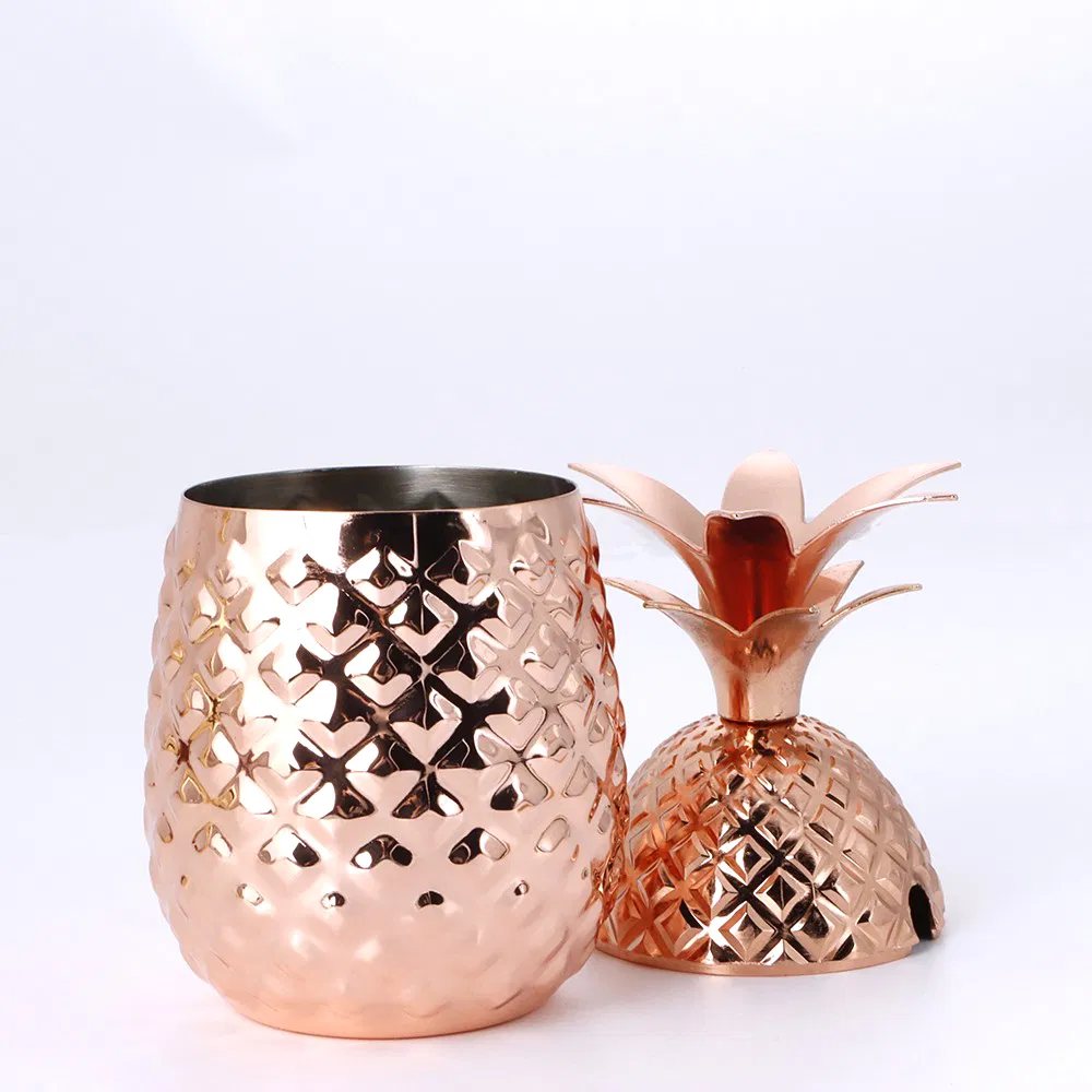 350ml Stainless Steel Copper Plated Paineapple Shaped Wine Cup Gold Mugs Set