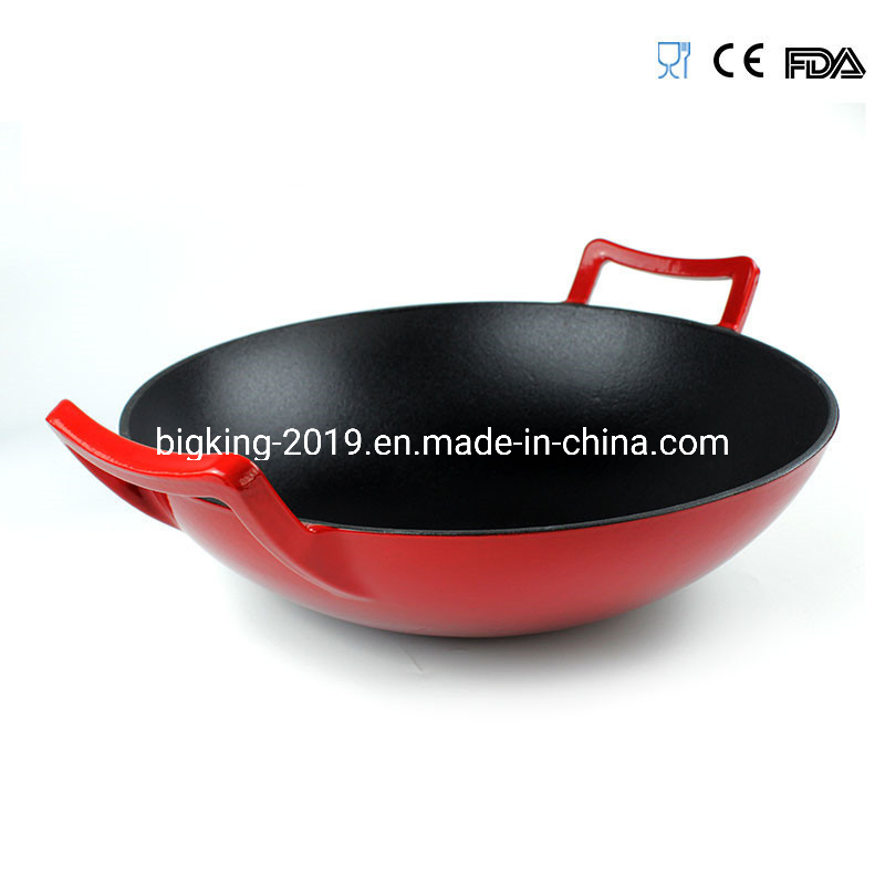 Factory Price China Red Cast Iron Enamel Wok