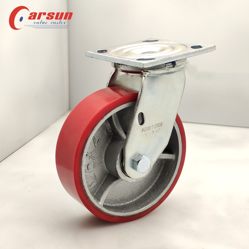 Heavy Duty 6inch Iron Core PU Wheel Casters Swivel Caster Without Brake