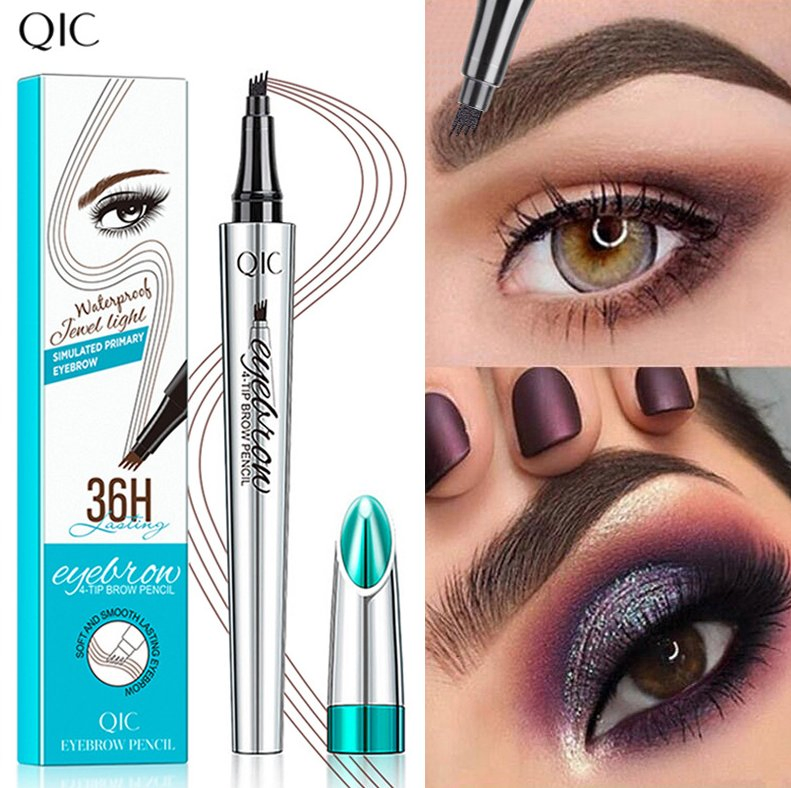 Online Wholesale and Retail Make up Four Prong Liquid Eyebrow Pencil Waterproof and Sweat Proof Liquid Eyebrow Pencil Magic Liquid Eyeliner Pen