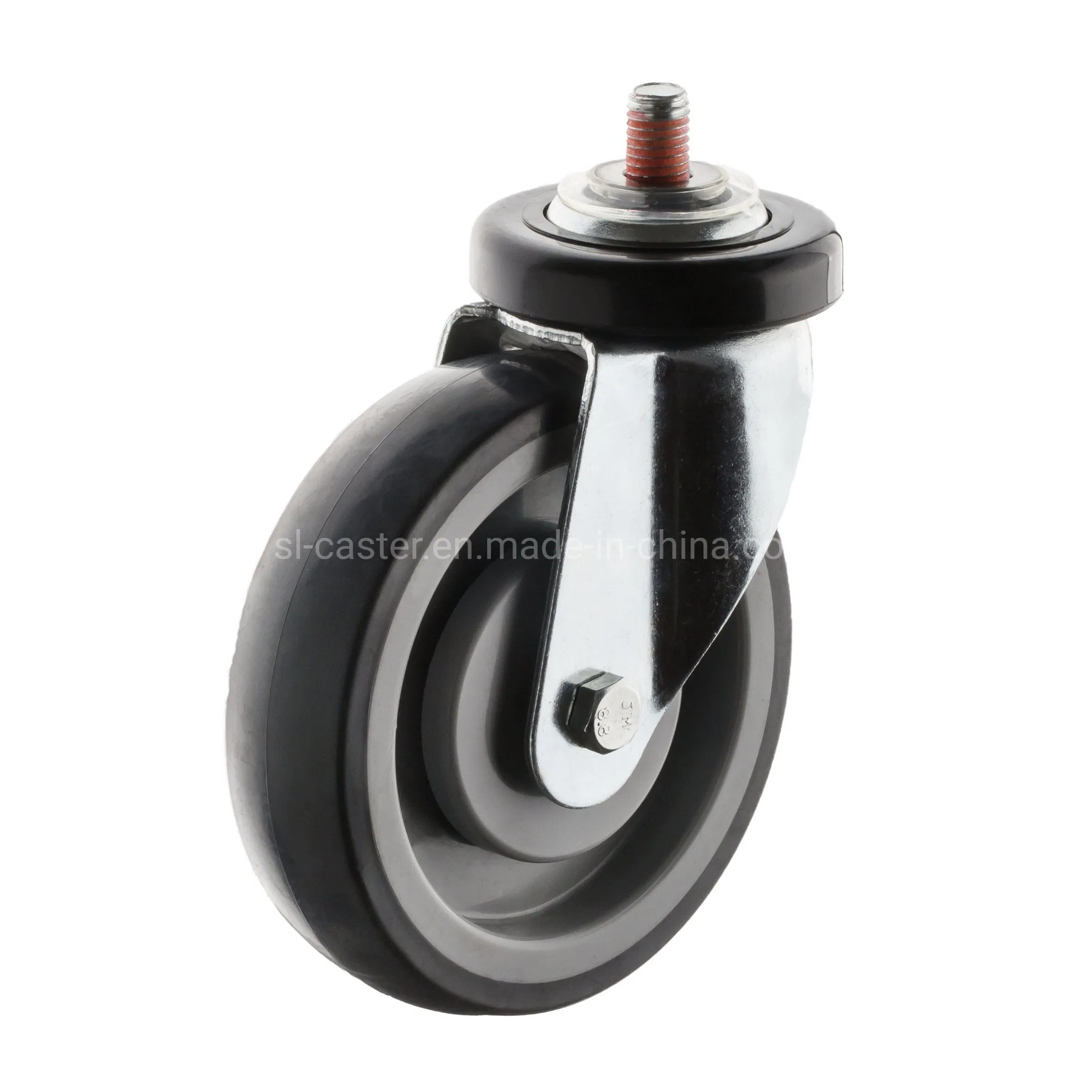 100 125mm Fixed Type TPR Noiseless Trolley Caster