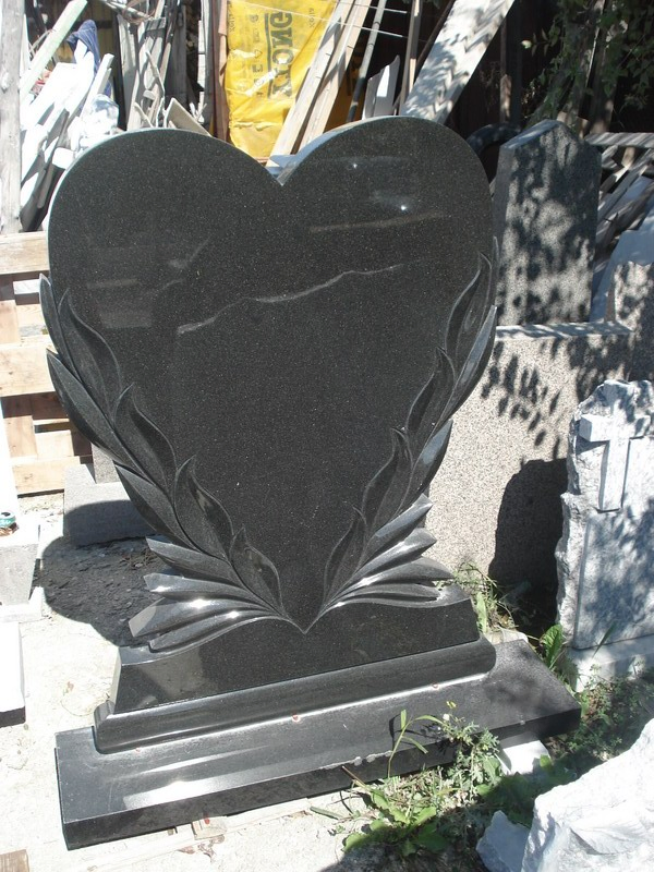 Black Polished Cross Tombstone Double and Single Monument