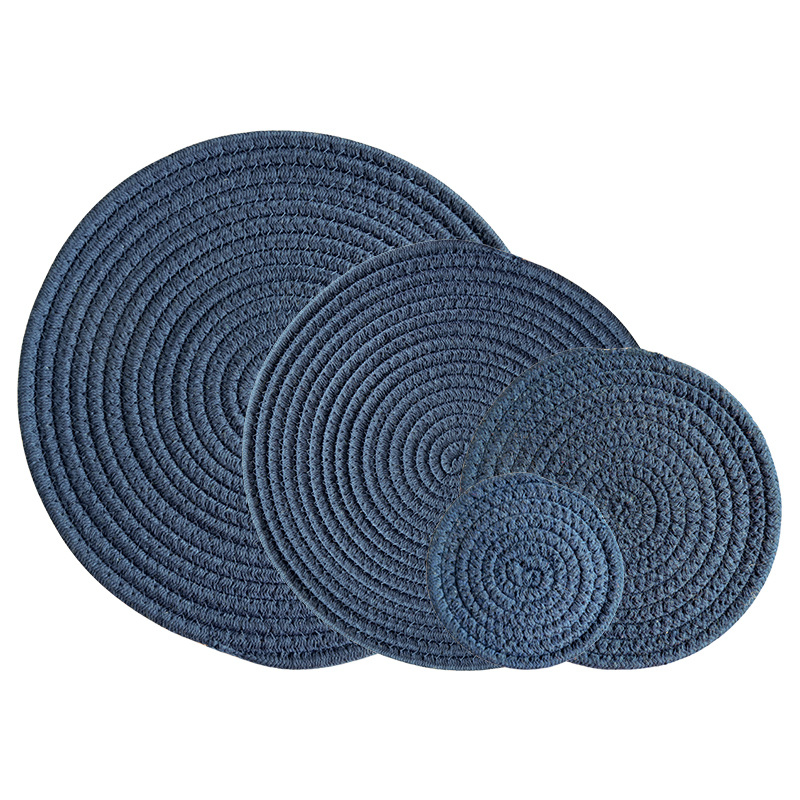 Rope Thicken Placemats Round Cotton and Linen Woven Insulation Coaster Dish Pad