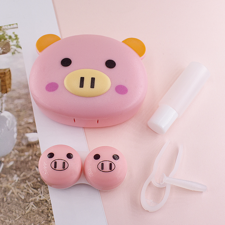 Fashion Lenses Box Cute Cartoon Contact Lenses Case with Mirror