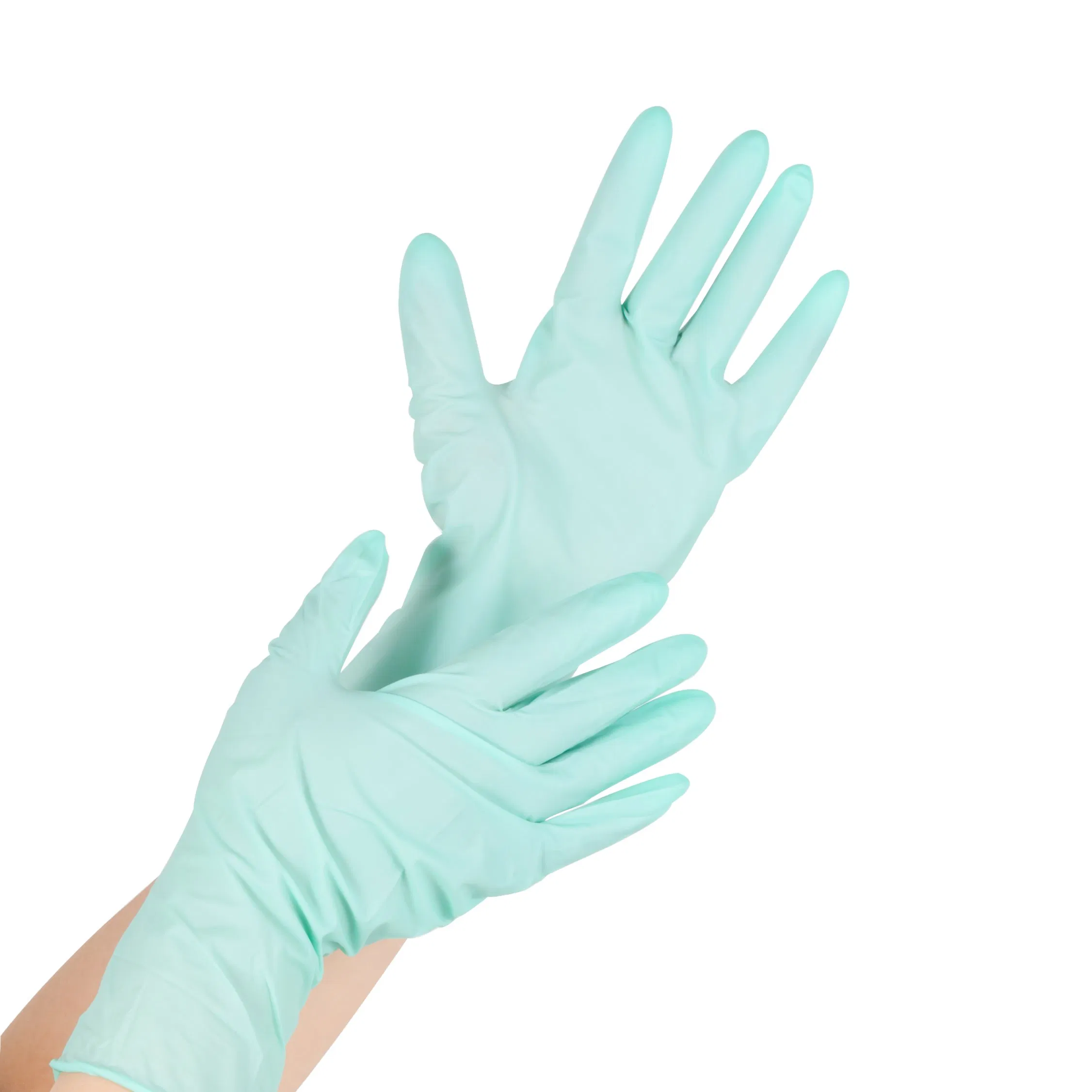 Disposable Industrial Electronics Light Blue Nitrile Glove Powder-Free