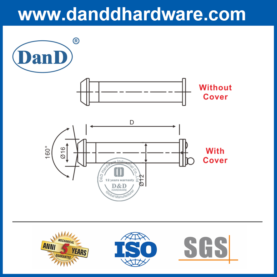 160 Degree Zinc Alloy Door Peephole Viewer for Wooden Front Door