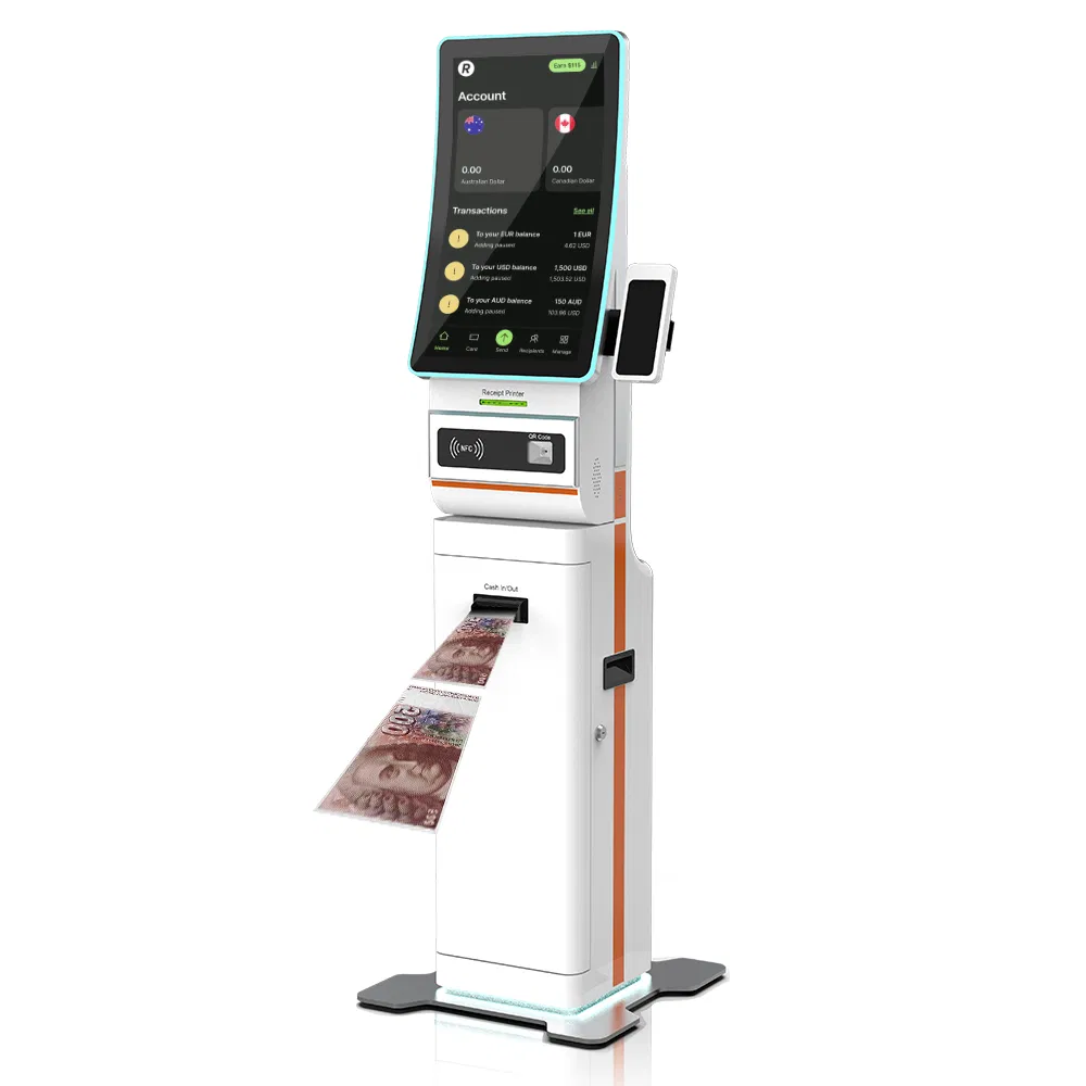 23.6 Inch Floor Standing Self Service Cash Payment Kiosk Shopping Mall