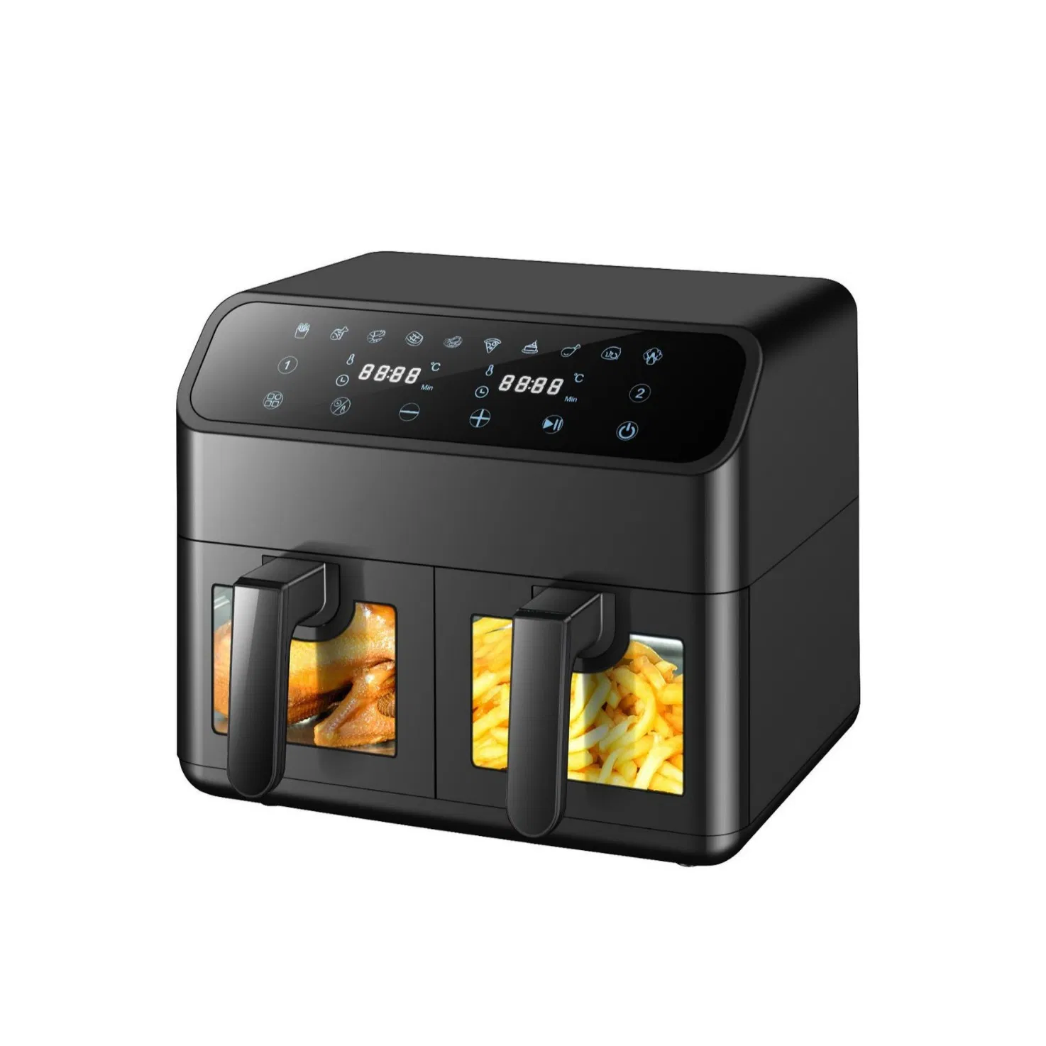 8L Stainless Steel Double Pot Air Fryer Multifunctional Visual Large Capacity Household Electric Fryer