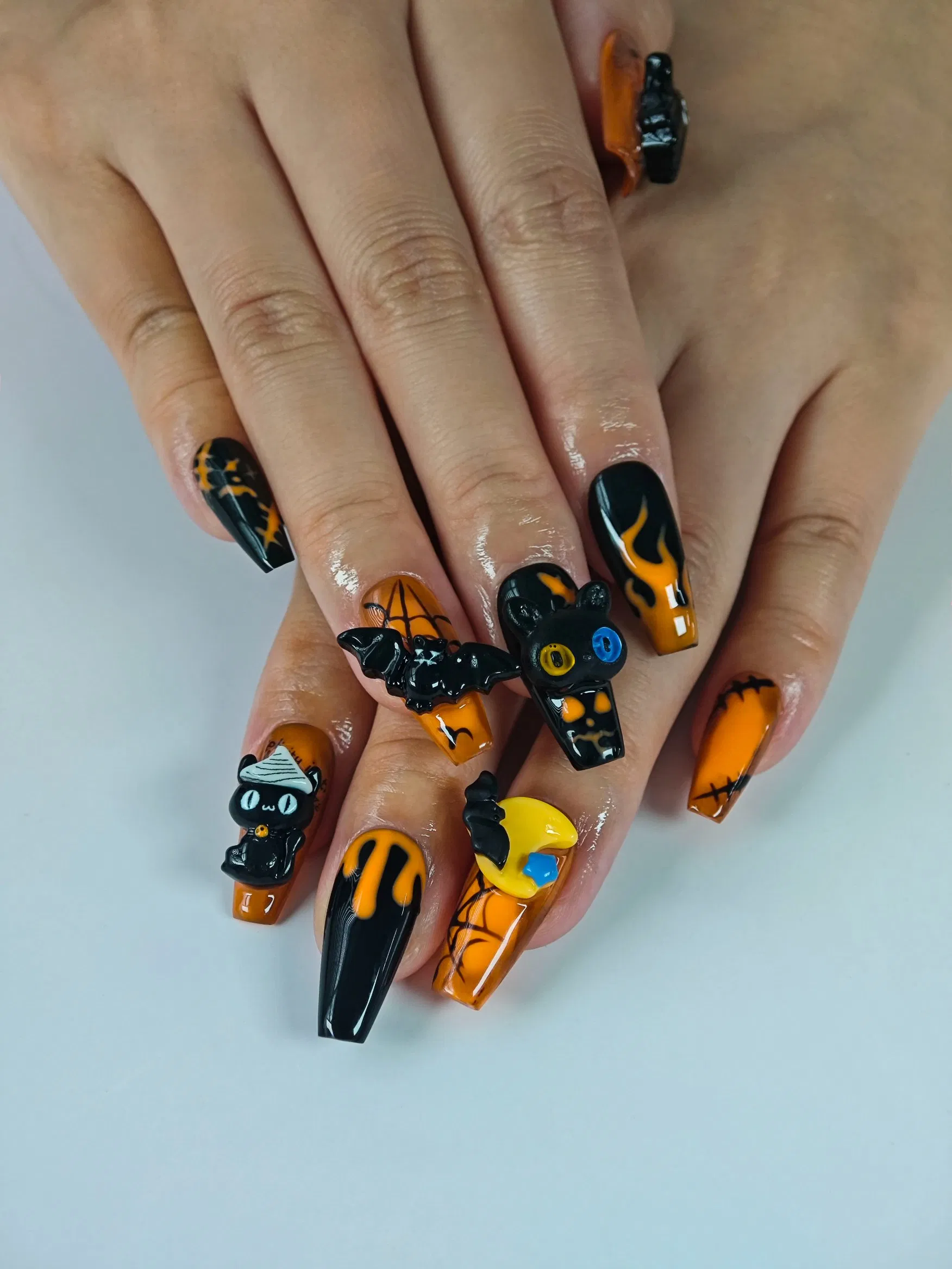 Halloween Themed 3D Decorated Long Press-on Nails