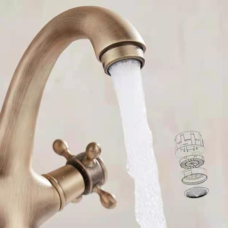 Vintage Fashion Retro European Style Bronze Copper Two Handler Hot and Cold Mixer Basin Faucet