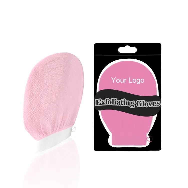 Custom Logo Exfoliating Mitt Body Scrubber Bath Brush Deep Cleaning Bath Gloves for Dead Skin Removal Exfoliating Gloves