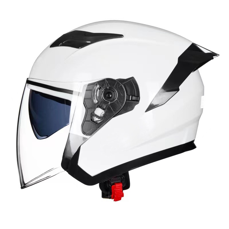 DOT Open Face Motorcycle Helmet with Dual Visor and Washable Liner