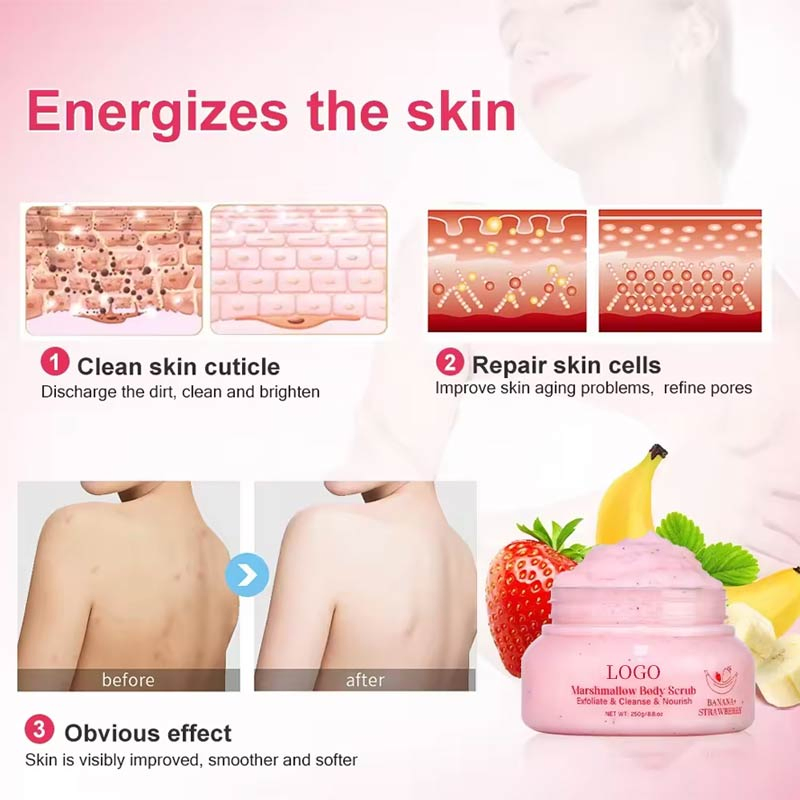 Ditong Oemodm Vegan Marshmallow Face Banana Strawberry Exfoliating Sugar Body Scrub