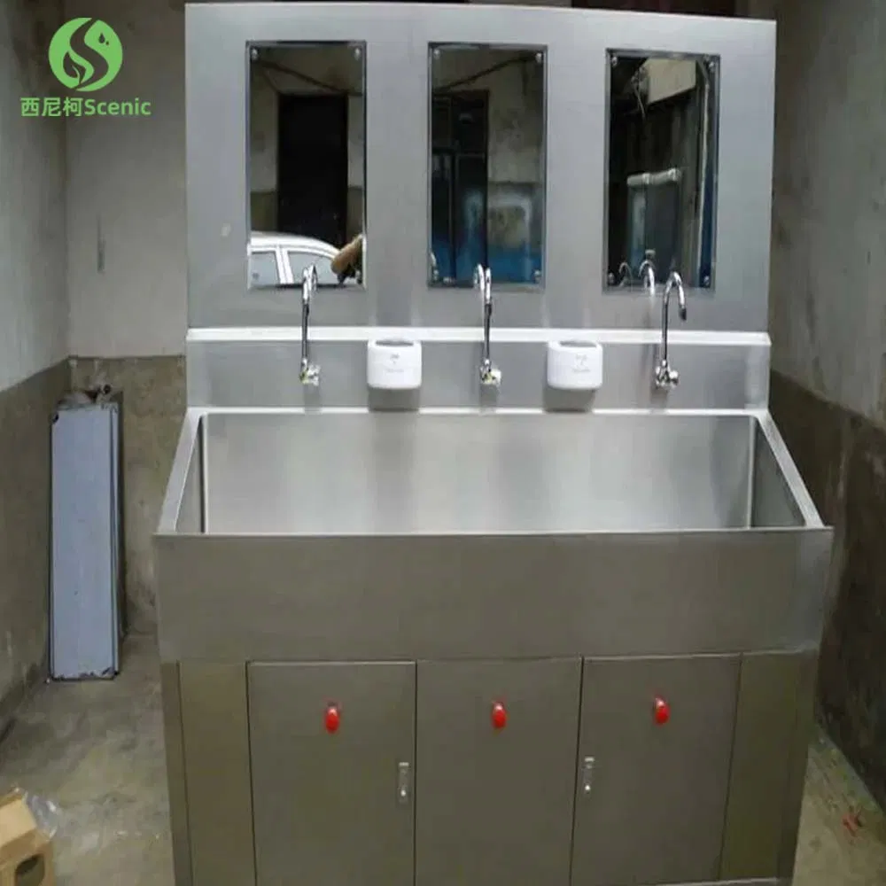 Multiple Faucet Sinks with Soap Utensils Heated Sinks in Hospital Labs