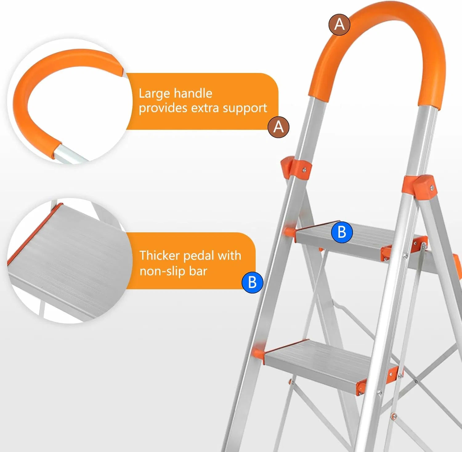 Aluminum Household Ladder 4-Step Folding Ladder with Non-Slip Feet (26470401)