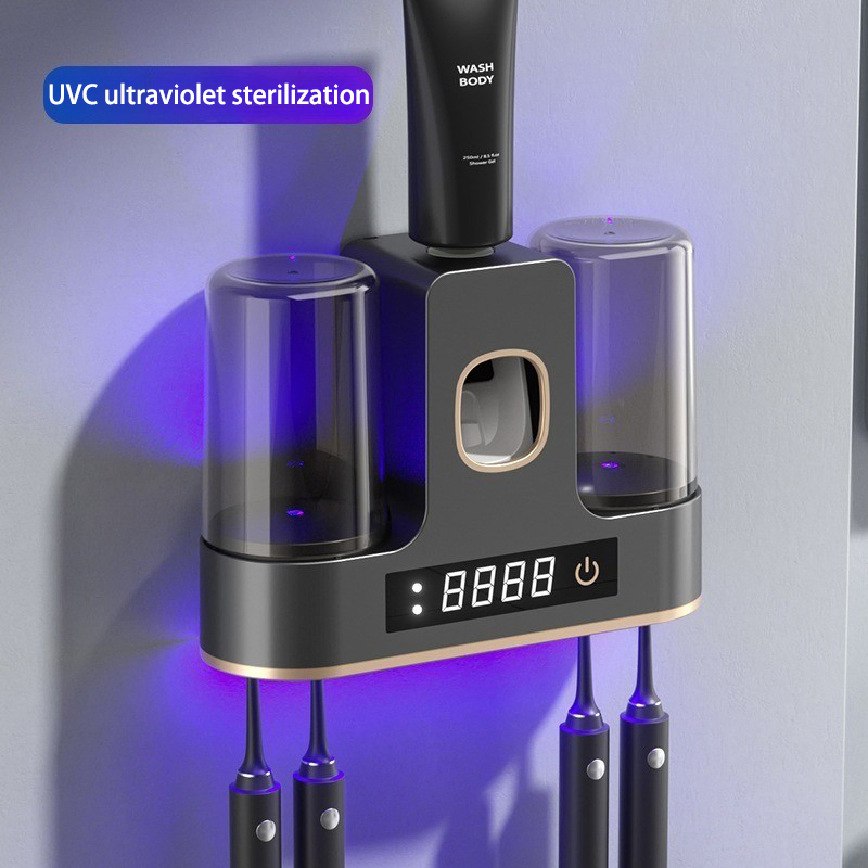 New Rechargeable Bathrooms Toothbrush Holder with UV Sterilizer, Drying Function and Toothpaste Dispenser
