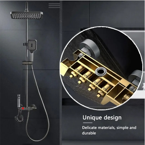 Bathroom Shower Set 4-Piece Piano Keys Bathroom Mixer Faucet with Shower Set