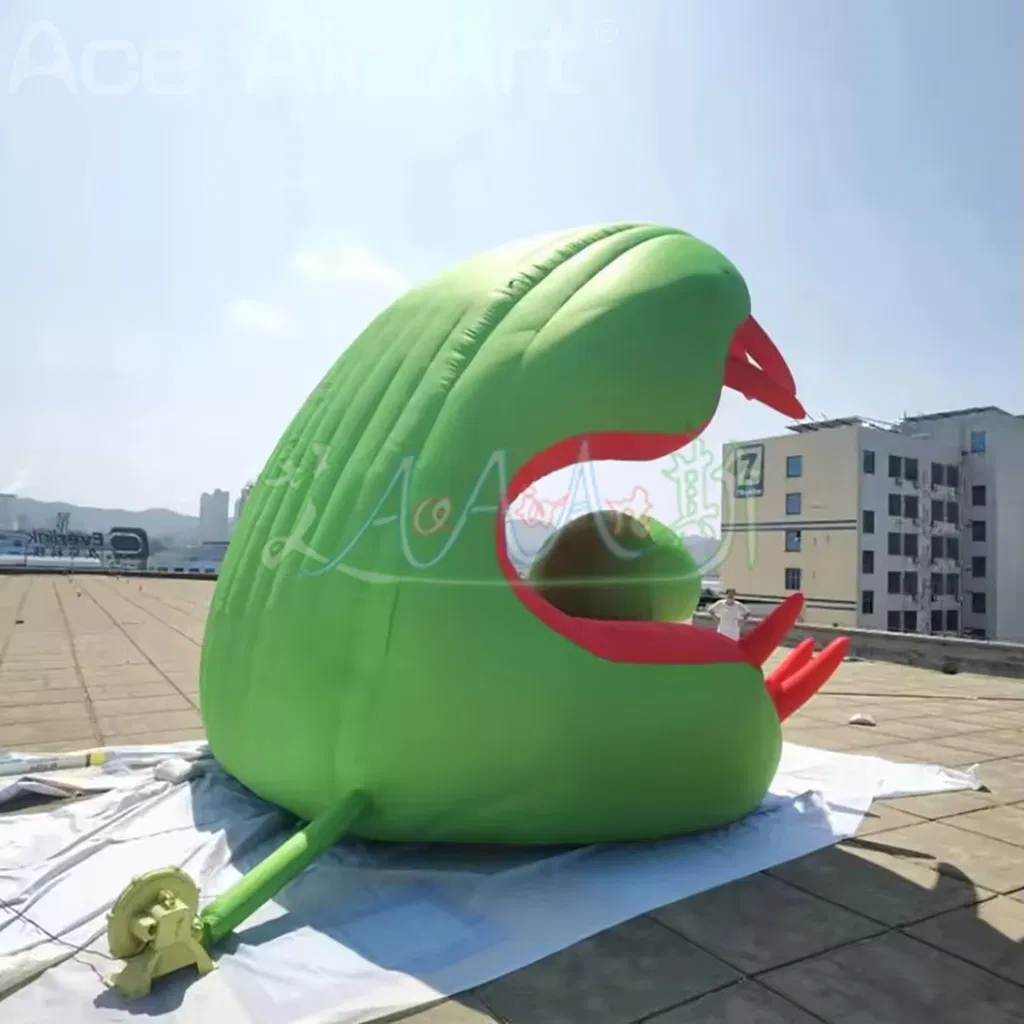 5m Giant Inflatable Creative Sea Shell Clam with Eye Air Blow Halloween Monster with White Light Event Stage Decoration