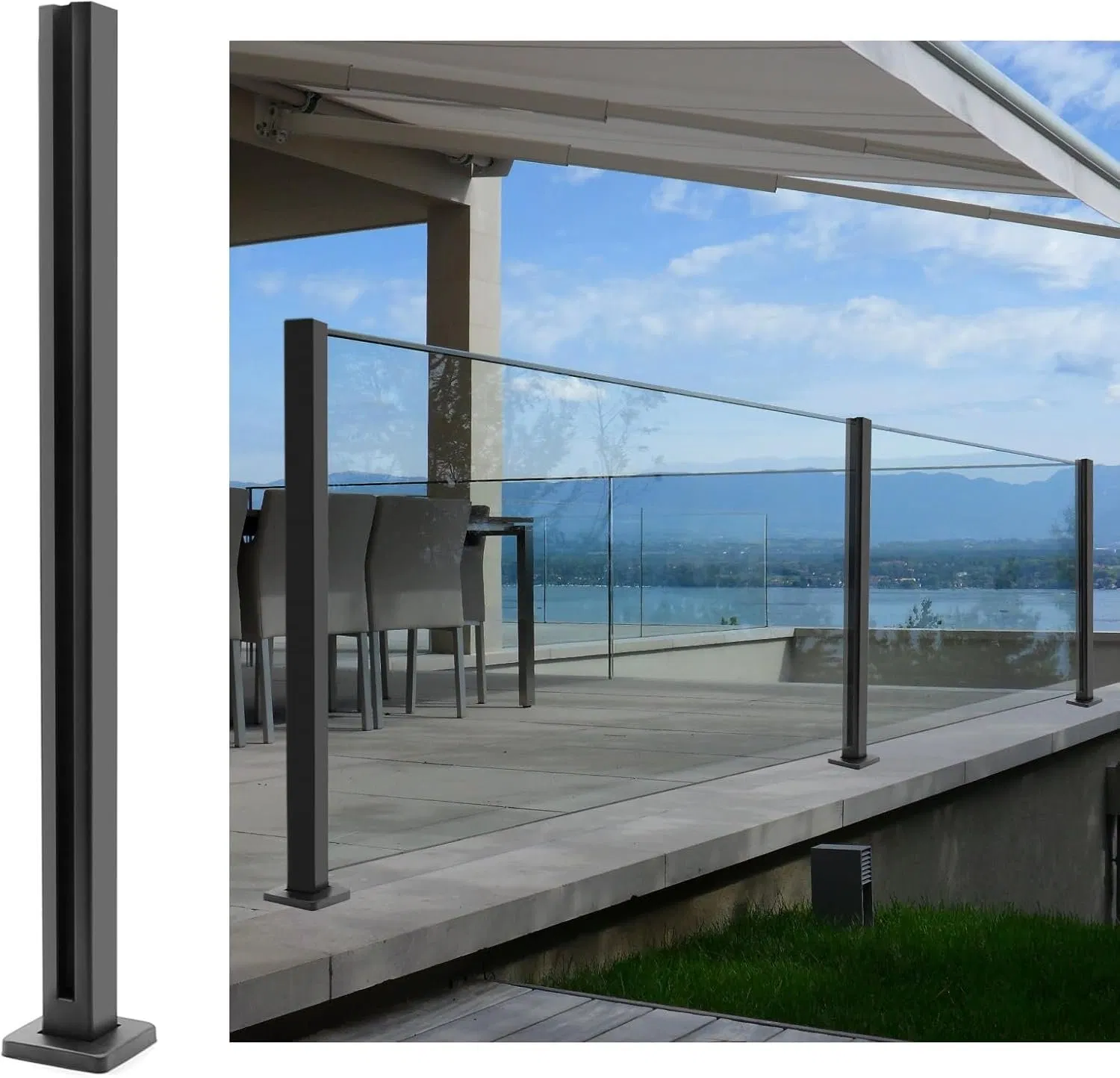 Stainless Steel 304 Staircase Handrail Balusters Glass Railing Post System for 10-12mm Tempered Glass