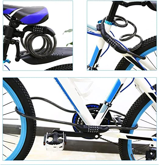 Keyless Silicone Bike Security Lock Combination Chain Bicycle Cable