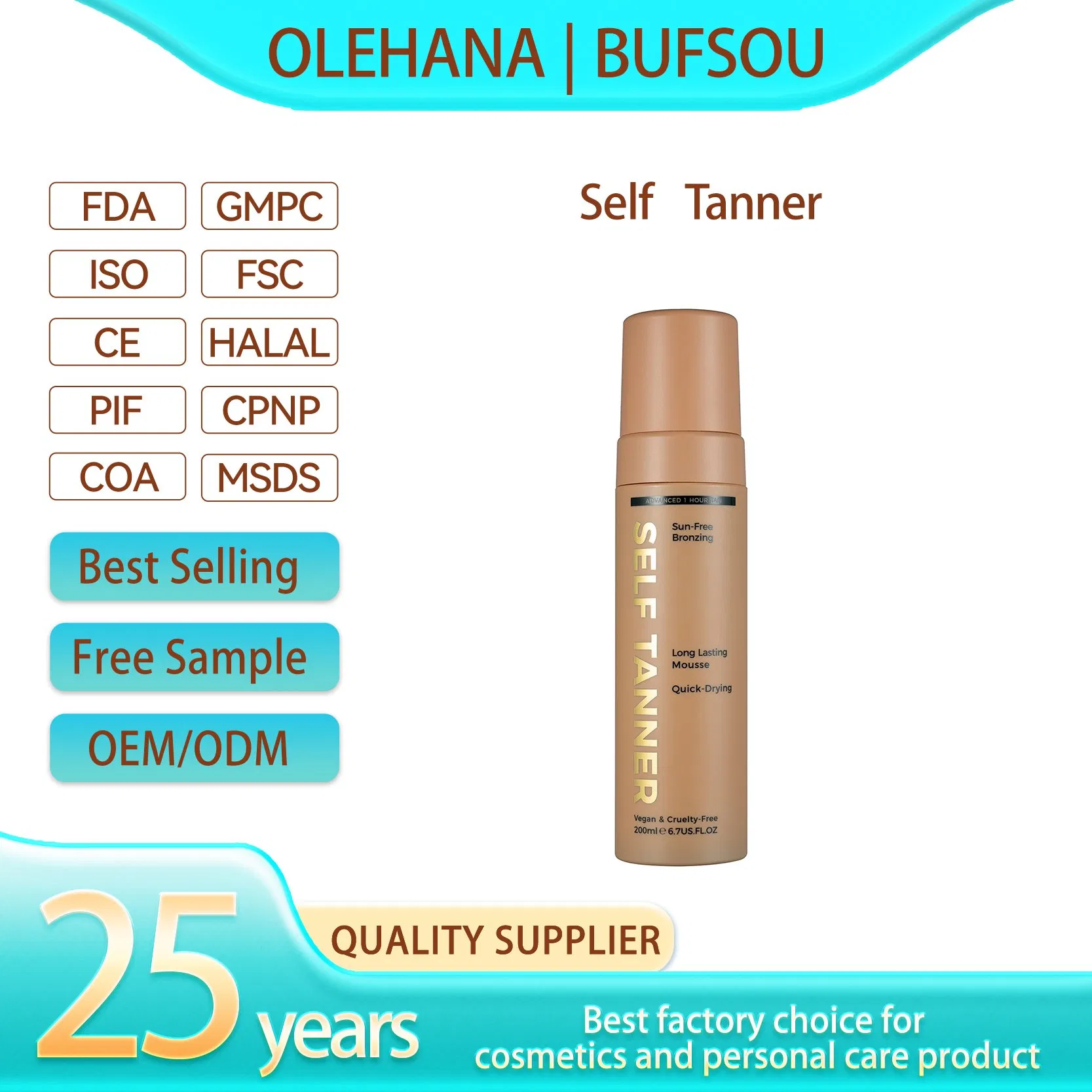OEM Indoor Streak-Free Body Tanner Dark in 6 Hours Antioxidant Youth Glowth Vitamin Collagen Nourish Private Label Self Tannerno Reviews Yet