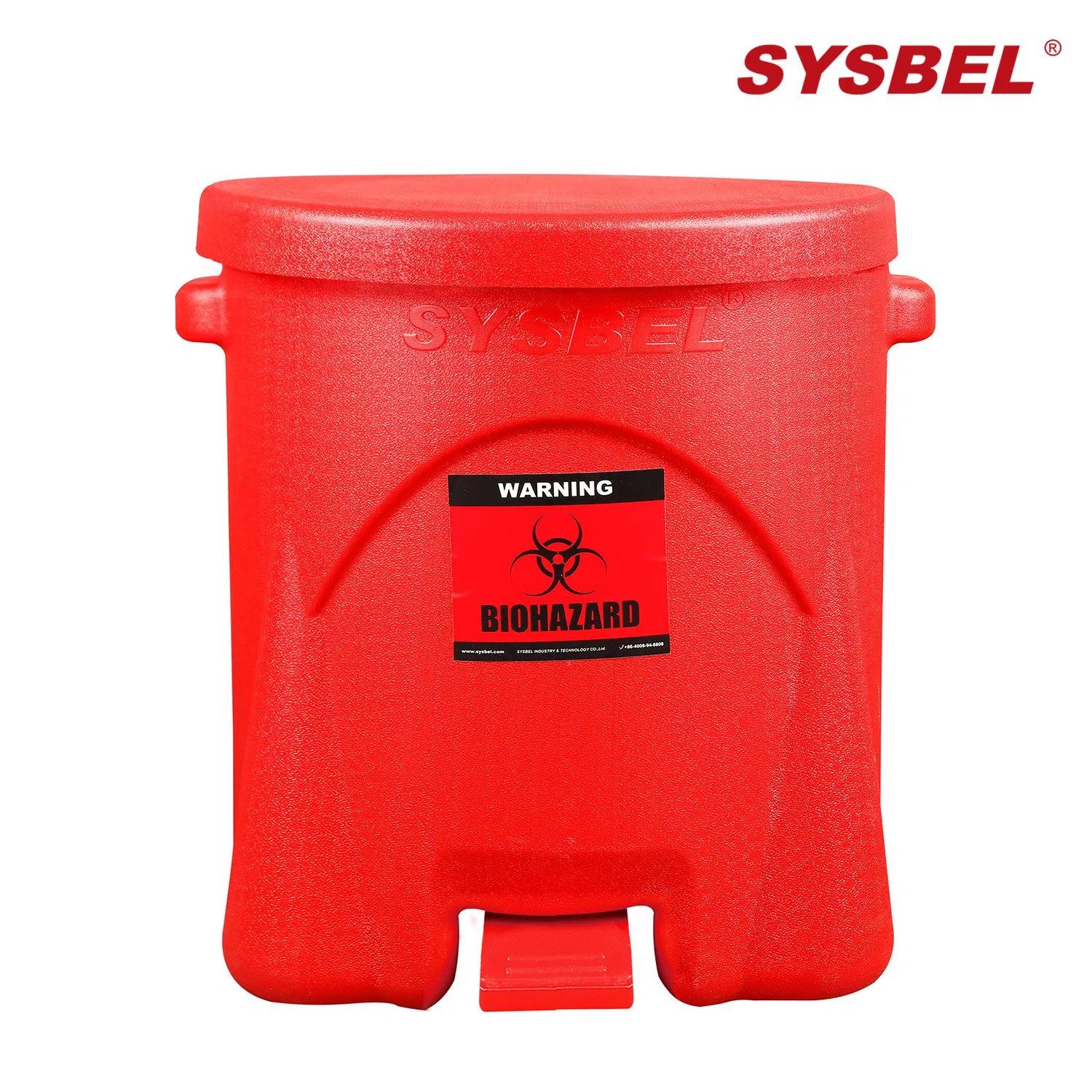 Sysbel 14 Gal / 53 L Sysbel Biohazard Waste Can, Construsted of Polyethylene (PE) , Red