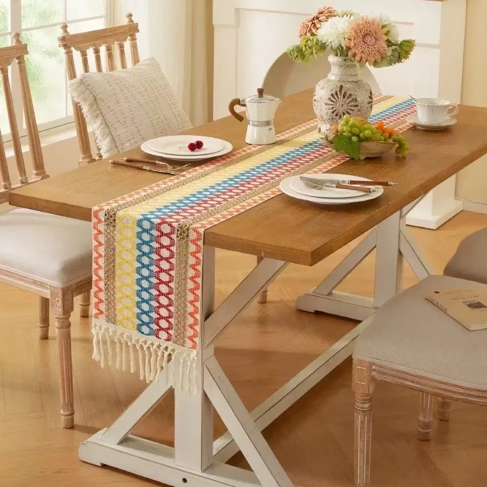 Northern Europe Embroidery Butterfly Table Runner in Soft Beige Polyester