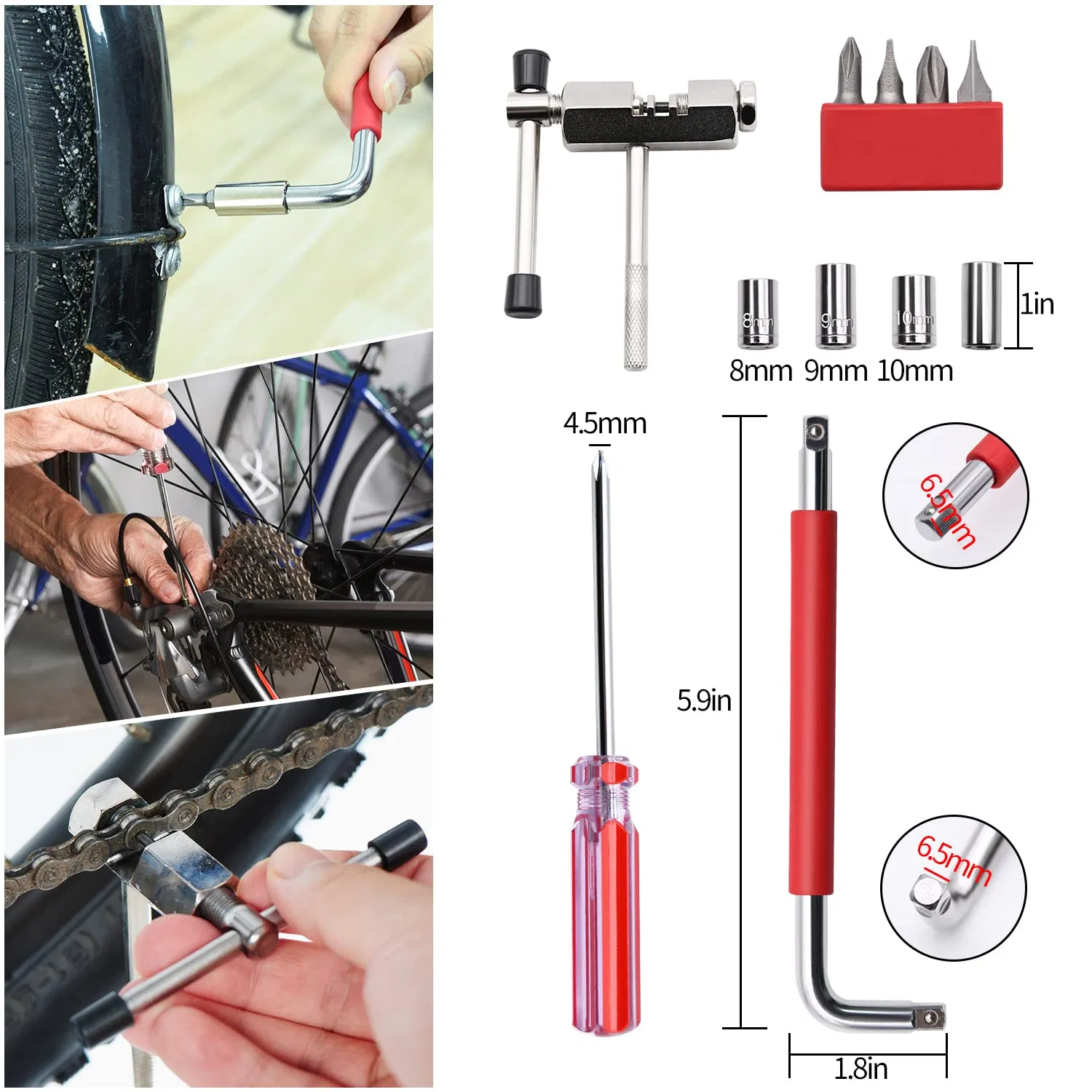 44PCS Best Value Professional Home Bike Tool Kit Bike Repair Bicycle Multi-Function Tool Kit Maintenance Tool Set with Box