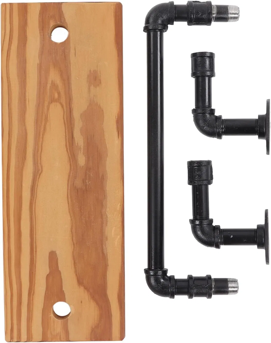 Retro Wall Mounted Shelf - Durable Wood and Wrought Iron Pipe Design for Home Bar and Kitchen