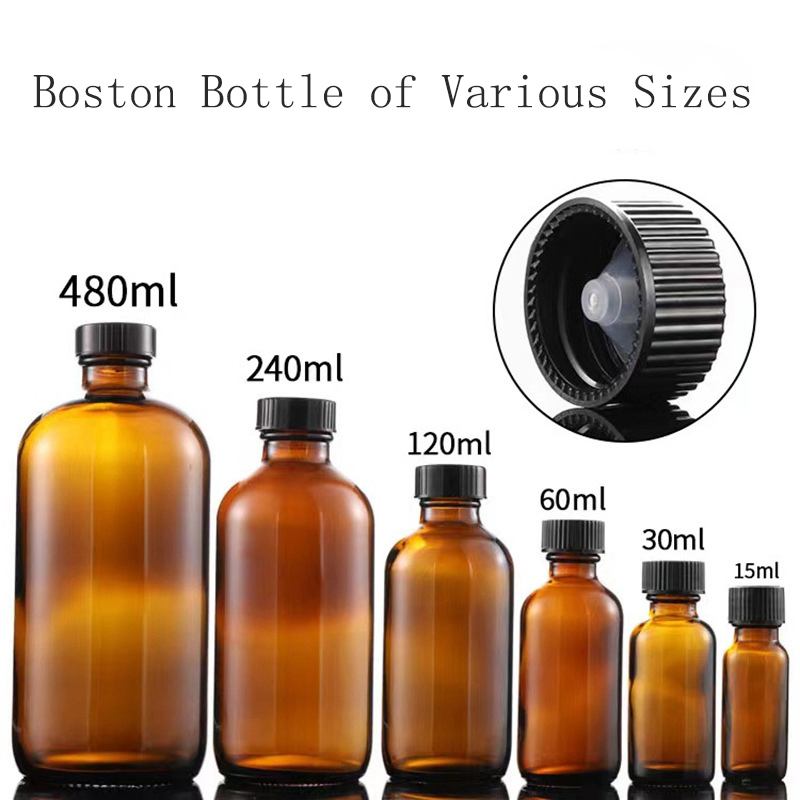 Glass Bottle Manufacturers Fermentation Amber Glass Brewing Boston Bottles with Phenolic Poly Cone Caps