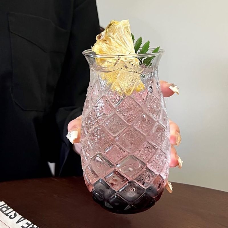 Vintage Hawaiian Pineapple Cocktail Glasses Clear Tiki Mugs for Kids Drinks Mi29999