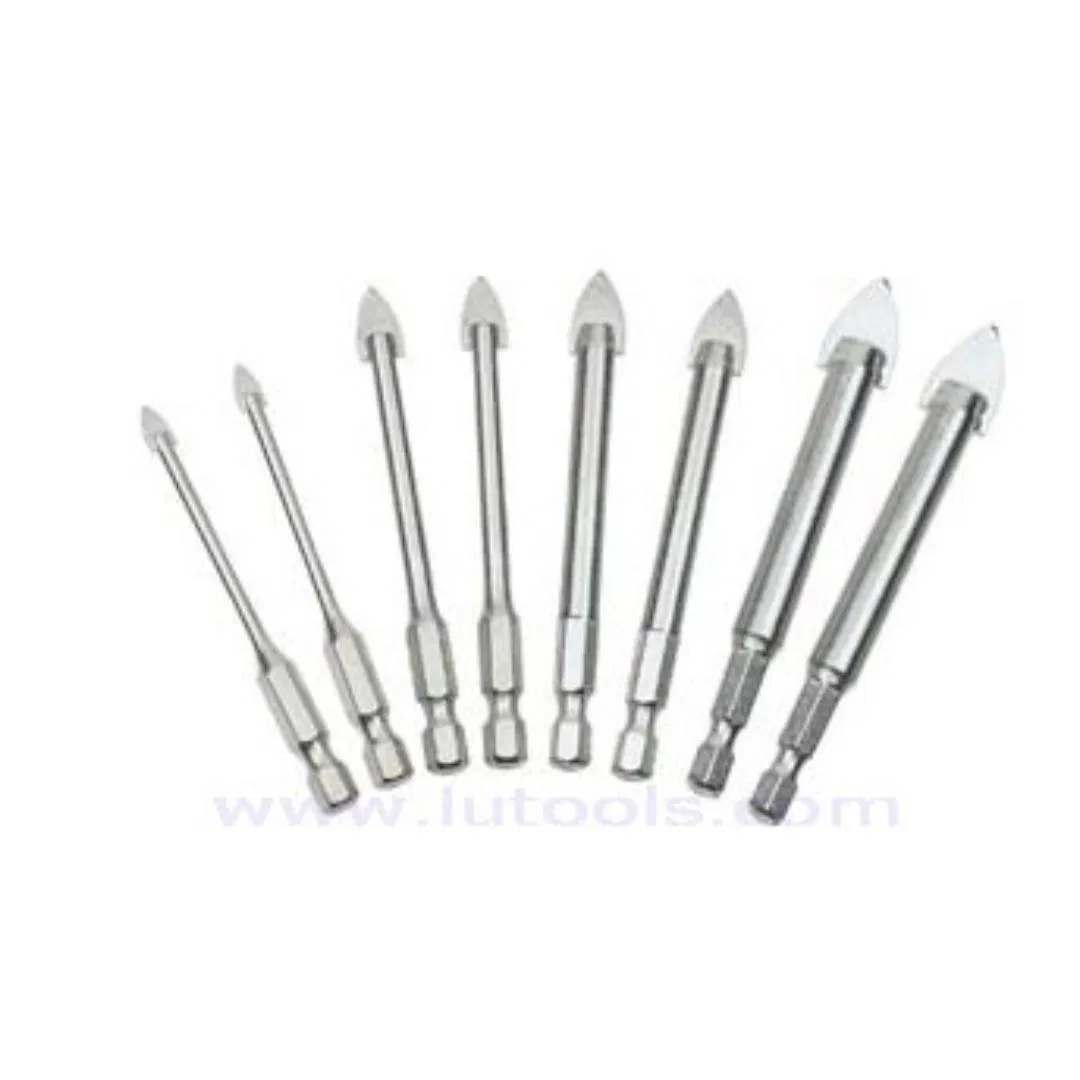 Premium Chrome Coated Glass Drill Bits with Hex Shank