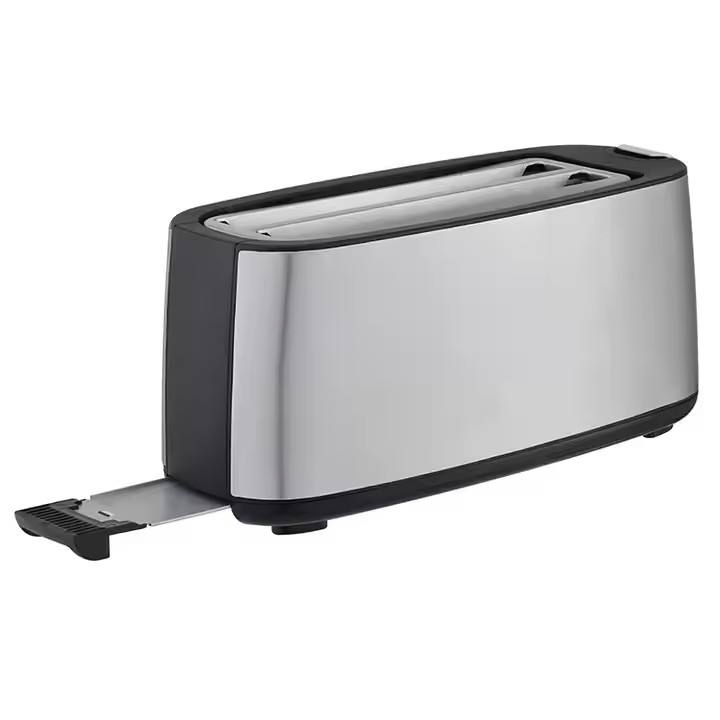Compact 4 Slice Long Toaster with Extra Wide Slots for Bagels and Bread