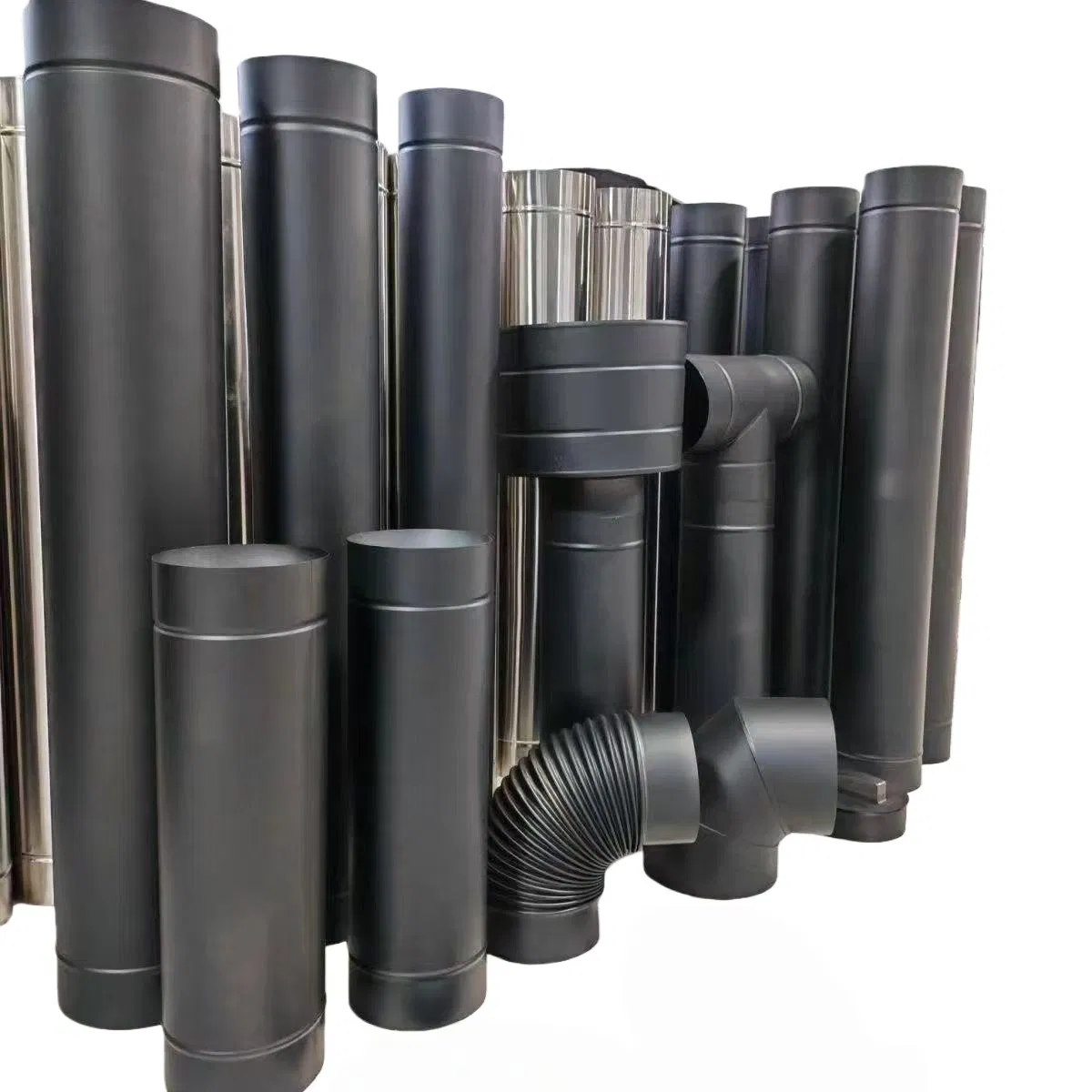 CE Indoor Fireplace Installation Single Wall Metal Black Stainless Chimney Pipe for Modern Wood-Burning Stove