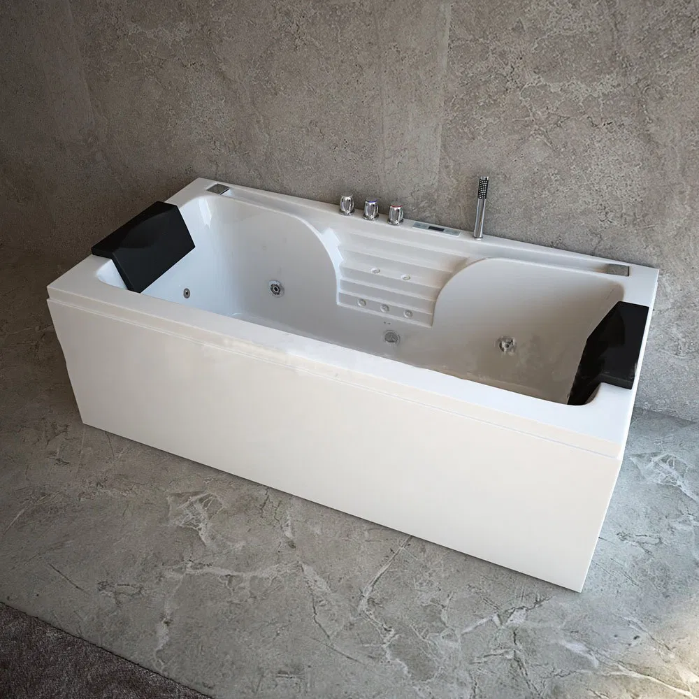 Factory Rectangle Shape Acrylic Touch Screen Freestanding Massage Bathtub for Double 2 Person SPA Tubs Whirlopool Bathtub