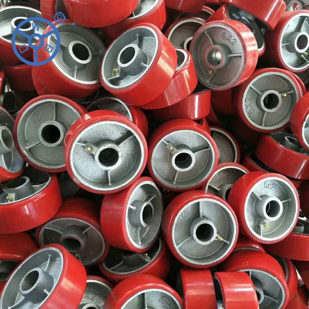 Guangdong Manufacture Iron/Aluminum Core 180 200 250mm Polyurethane PU Solid Rubber Wheels 7 8 Inch Heavy Duty Wheel